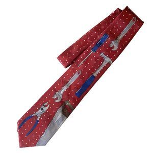 Home Improvement Tool Time Handyman 58" Tie Red Blue Saw Hammer Wrench Pliers